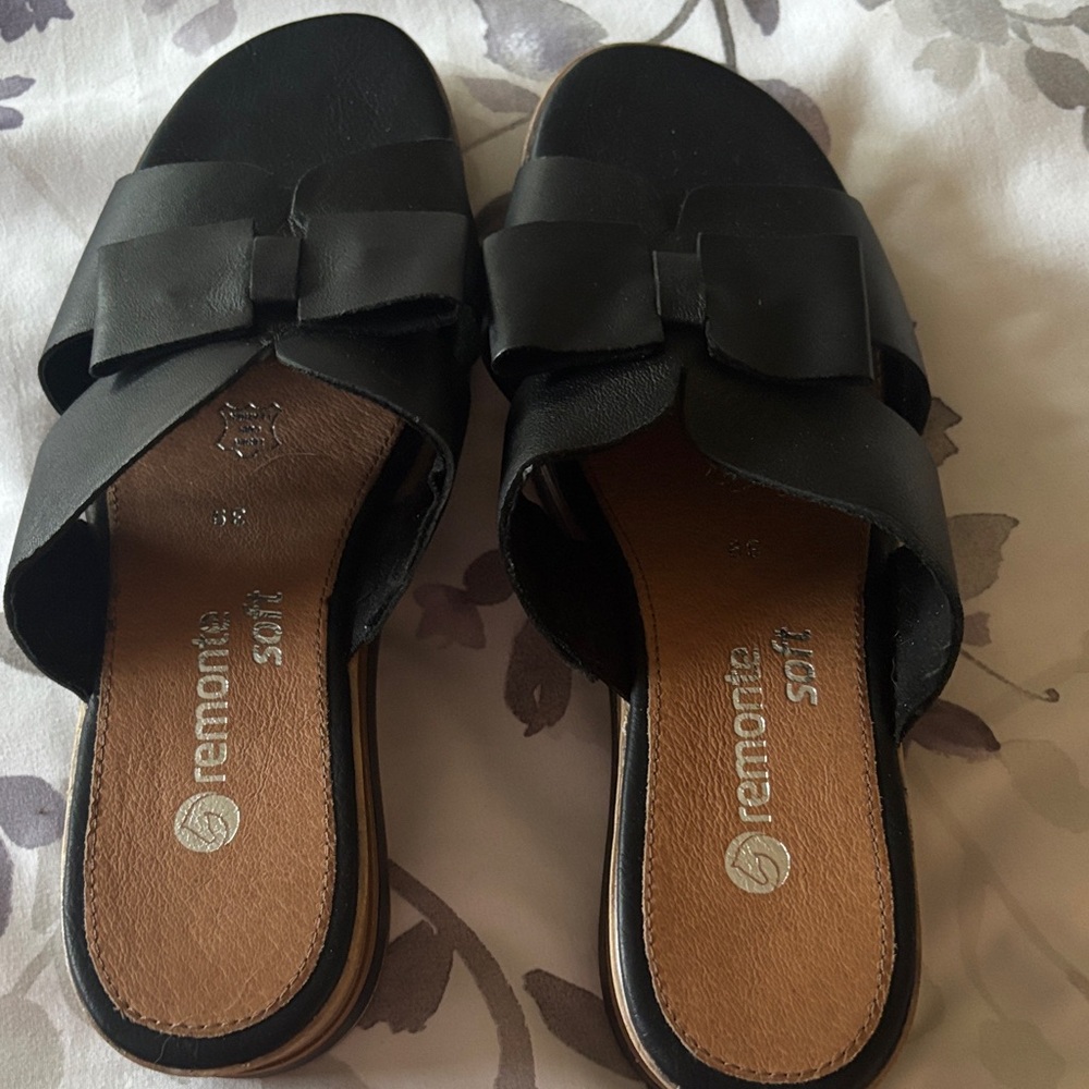 Never Worn, Remonte  Black Women's Sandals with Bow Detail, Size 8